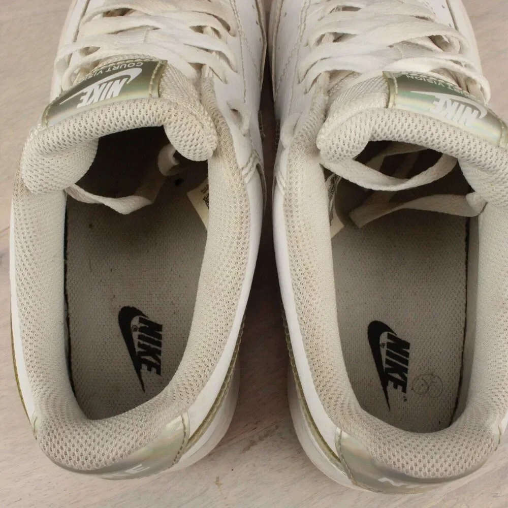 Nike Court Vision Low Sneakers Womens 10 White Leather Casual